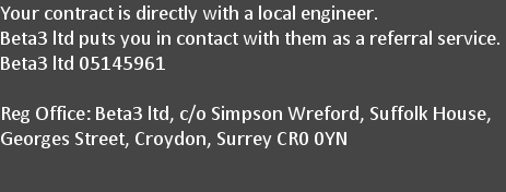  contact info: engineers Beta3 ltd Company Registration 05145961 Registered Office: Beta3 ltd c/o Simpson Wreford, Suffolk House, George St, Croydon, Surrey, CR0 0YN